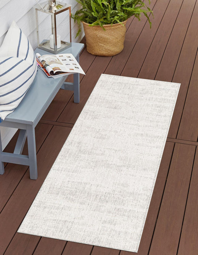 Gray 2' x 8' Outdoor Modern Runner Area Rug Weather Resistant for Patio, Deck, Terrace, Balcony, Porch 100% Polypropylene Modern Outside Carpet for Sale at Rug Engine