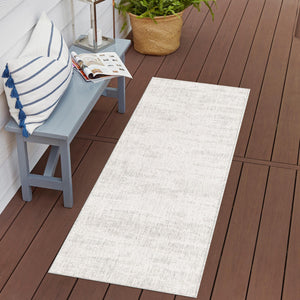 Gray 2' 7 x 10' Outdoor Modern Runner Area Rug Weather Resistant for Patio, Deck, Terrace, Balcony, Porch 100% Polypropylene Modern Outside Carpet for Sale at Rug Engine