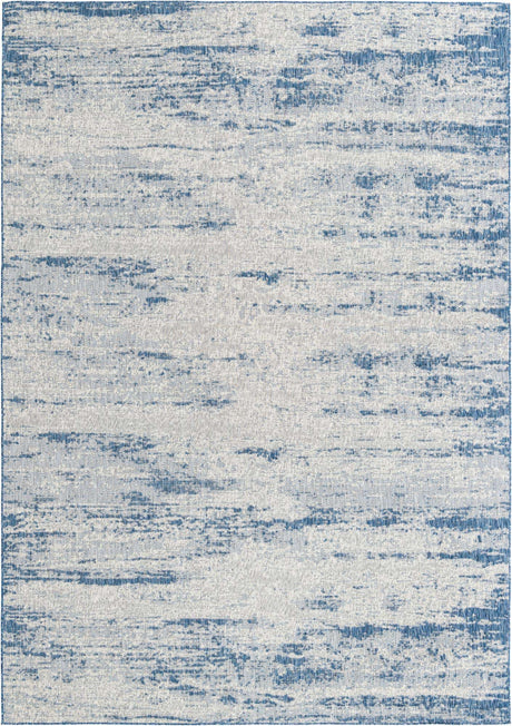 Blue 10' x 14' 1 Outdoor Modern Rectangle Rug