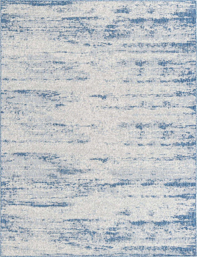 Blue 9' x 12' Outdoor Modern Rectangle Area Rug Weather Resistant for Patio, Deck, Terrace, Balcony, Porch 100% Polypropylene Modern Outside Carpet for Sale at Rug Engine