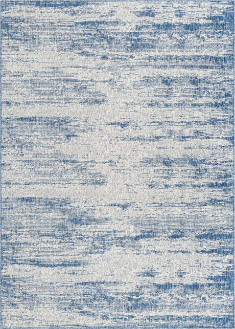 Blue 8' x 11' Outdoor Modern Rectangle Rug