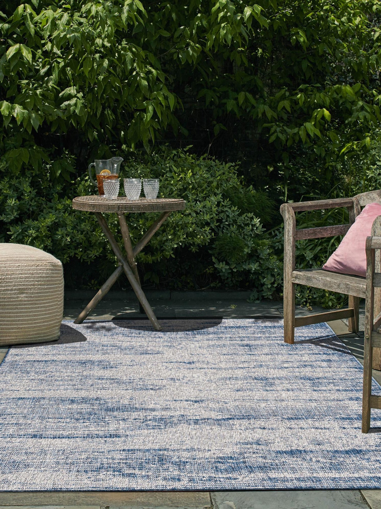 Blue 10' x 14' 1 Outdoor Modern Rectangle Area Rug Weather Resistant for Patio, Deck, Terrace, Balcony, Porch 100% Polypropylene Modern Outside Carpet for Sale at Rug Engine