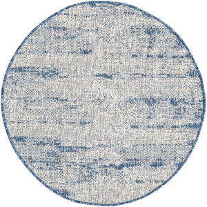 Blue 3' 1 x 3' 1 Outdoor Modern Round Area Rug Weather Resistant for Patio, Deck, Terrace, Balcony, Porch 100% Polypropylene Modern Outside Carpet for Sale at Rug Engine
