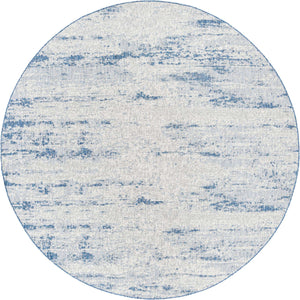 Blue 10' x 10' Outdoor Modern Round Area Rug Weather Resistant for Patio, Deck, Terrace, Balcony, Porch