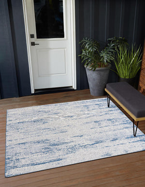 Blue 10' x 10' Outdoor Modern Square Area Rug Weather Resistant for Patio, Deck, Terrace, Balcony, Porch 100% Polypropylene Modern Outside Carpet for Sale at Rug Engine