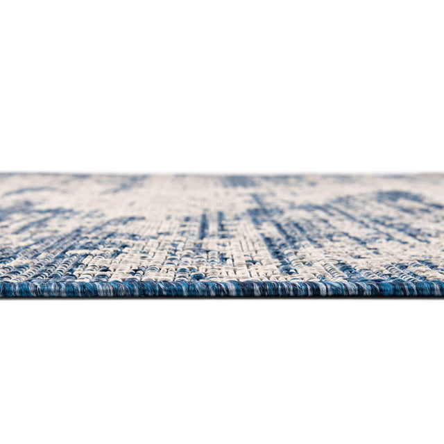 Blue 10' x 10' Outdoor Modern Round Area Rug Weather Resistant for Patio, Deck, Terrace, Balcony, Porch