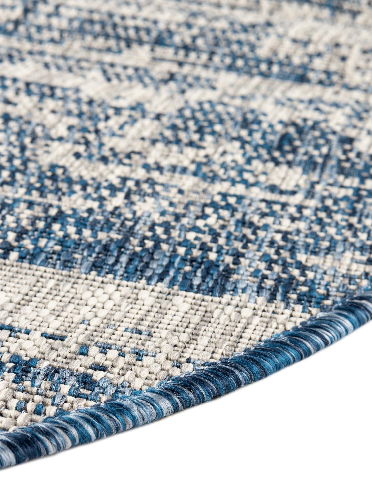 Blue 10' x 10' Outdoor Modern Round Area Rug Weather Resistant for Patio, Deck, Terrace, Balcony, Porch 100% Polypropylene Modern Outside Carpet for Sale at Rug Engine