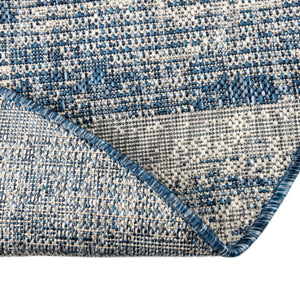 Blue 10' x 10' Outdoor Modern Round Area Rug Weather Resistant for Patio, Deck, Terrace, Balcony, Porch