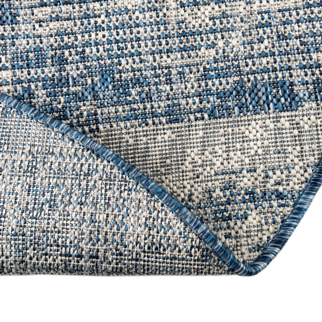 Blue 10' x 10' Outdoor Modern Round Area Rug Weather Resistant for Patio, Deck, Terrace, Balcony, Porch