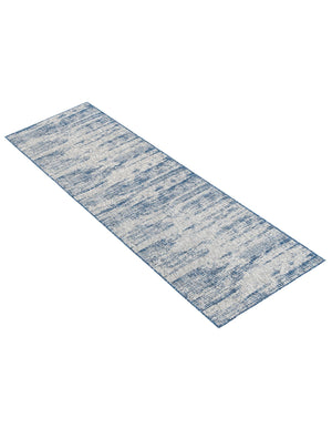 Blue 2' 7 x 10' Outdoor Modern Runner Area Rug Weather Resistant for Patio, Deck, Terrace, Balcony, Porch 100% Polypropylene Modern Outside Carpet for Sale at Rug Engine
