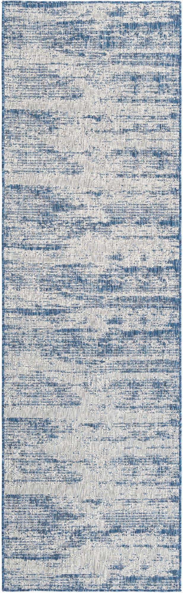 Blue 2' 7 x 10' Outdoor Modern Runner Area Rug Weather Resistant for Patio, Deck, Terrace, Balcony, Porch 100% Polypropylene Modern Outside Carpet for Sale at Rug Engine