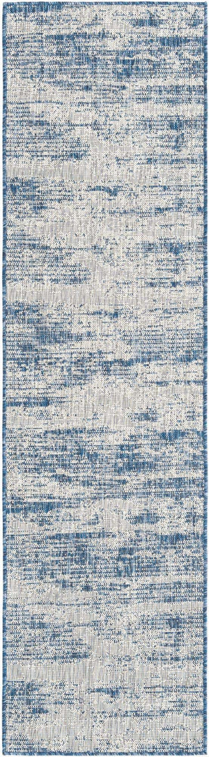 Blue 2' x 8' Outdoor Modern Runner Area Rug Weather Resistant for Patio, Deck, Terrace, Balcony, Porch 100% Polypropylene Modern Outside Carpet for Sale at Rug Engine