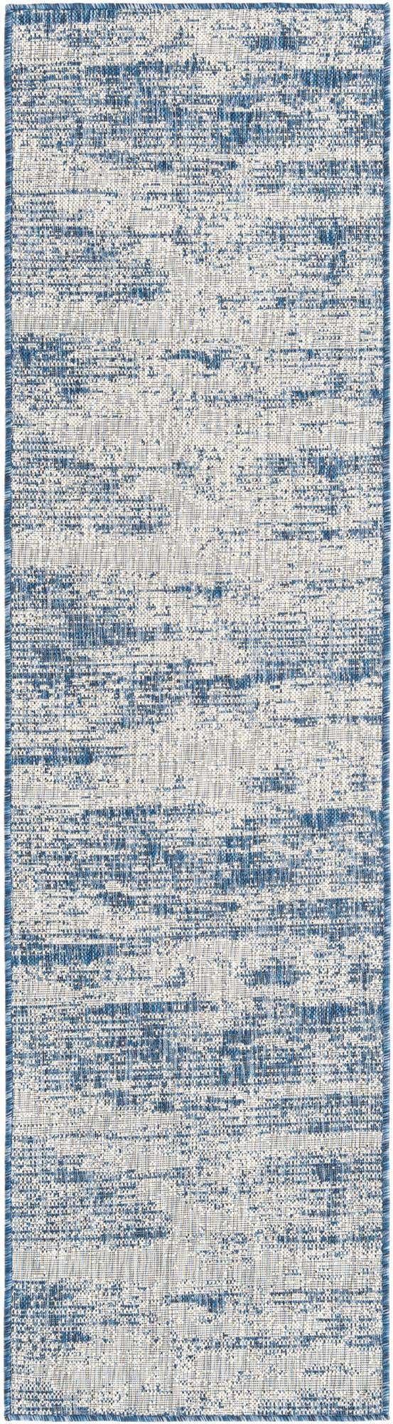 Blue 2' x 8' Outdoor Modern Runner Area Rug Weather Resistant for Patio, Deck, Terrace, Balcony, Porch 100% Polypropylene Modern Outside Carpet for Sale at Rug Engine