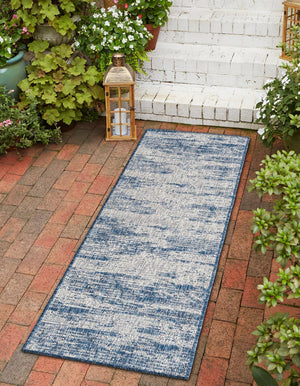 Blue 2' x 8' Outdoor Modern Runner Area Rug Weather Resistant for Patio, Deck, Terrace, Balcony, Porch 100% Polypropylene Modern Outside Carpet for Sale at Rug Engine