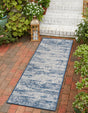 Blue 2' x 6' 1 Outdoor Modern Runner Area Rug Weather Resistant for Patio, Deck, Terrace, Balcony, Porch 100% Polypropylene Modern Outside Carpet for Sale at Rug Engine
