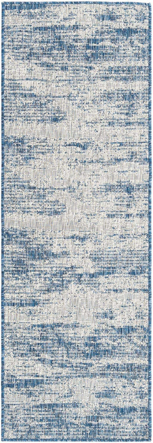 Blue 2' x 6' 1 Outdoor Modern Runner Area Rug Weather Resistant for Patio, Deck, Terrace, Balcony, Porch 100% Polypropylene Modern Outside Carpet for Sale at Rug Engine
