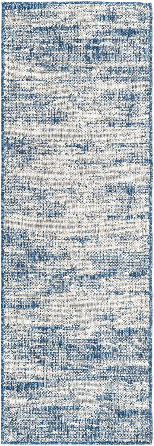 Blue 2' x 6' 1 Outdoor Modern Runner Area Rug Weather Resistant for Patio, Deck, Terrace, Balcony, Porch 100% Polypropylene Modern Outside Carpet for Sale at Rug Engine
