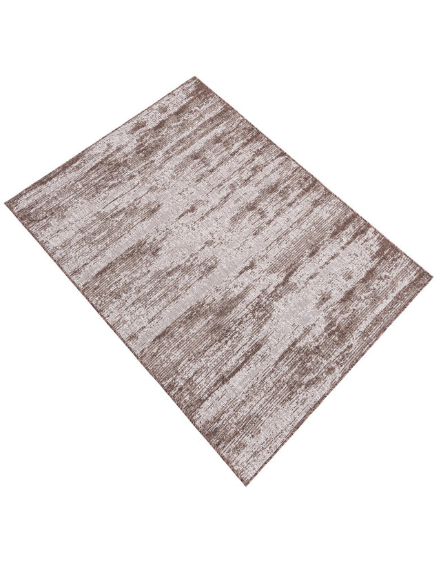 Brown 5' 3 x 8' Outdoor Modern Rectangle Area Rug Weather Resistant for Patio, Deck, Terrace, Balcony, Porch 100% Polypropylene Modern Outside Carpet for Sale at Rug Engine