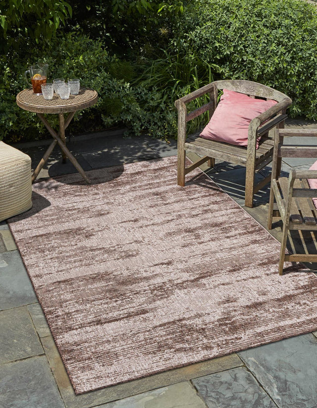 Brown 9' x 12' Outdoor Modern Rectangle Area Rug Weather Resistant for Patio, Deck, Terrace, Balcony, Porch 100% Polypropylene Modern Outside Carpet for Sale at Rug Engine