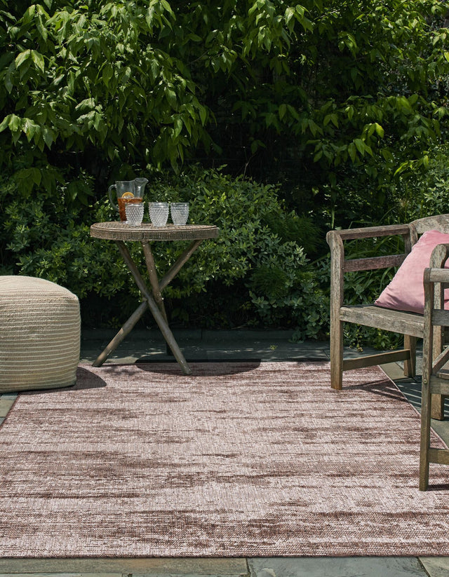 Brown 4' 1 x 6' 1 Outdoor Modern Rectangle Area Rug Weather Resistant for Patio, Deck, Terrace, Balcony, Porch 100% Polypropylene Modern Outside Carpet for Sale at Rug Engine