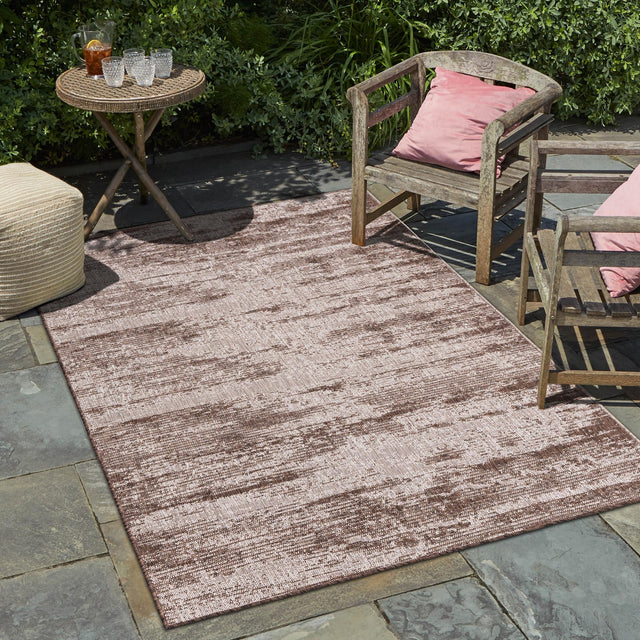 Brown 5' 3 x 8' Outdoor Modern Rectangle Area Rug Weather Resistant for Patio, Deck, Terrace, Balcony, Porch 100% Polypropylene Modern Outside Carpet for Sale at Rug Engine