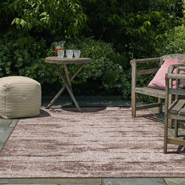 Brown 7' 10 x 11' Outdoor Modern Rectangle Area Rug Weather Resistant for Patio, Deck, Terrace, Balcony, Porch 100% Polypropylene Modern Outside Carpet for Sale at Rug Engine