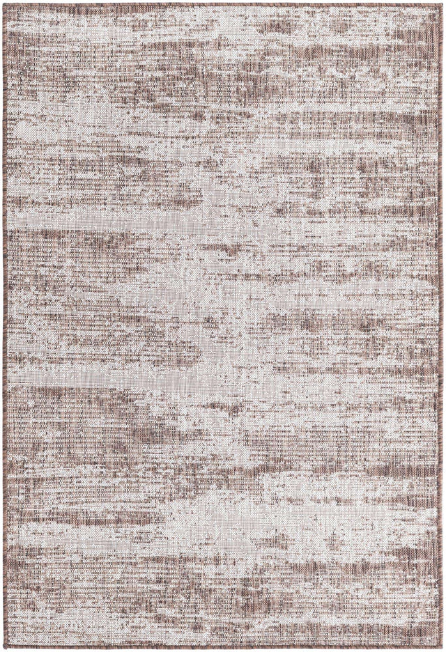 Brown 4' 1 x 6' 1 Outdoor Modern Rectangle Area Rug Weather Resistant for Patio, Deck, Terrace, Balcony, Porch 100% Polypropylene Modern Outside Carpet for Sale at Rug Engine