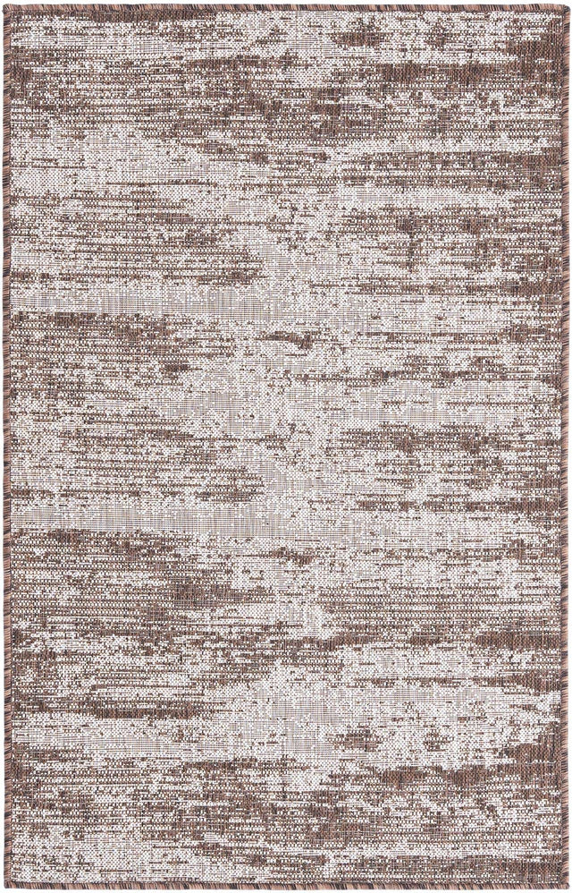 Brown 3' 1 x 5' 3 Outdoor Modern Rectangle Area Rug Weather Resistant for Patio, Deck, Terrace, Balcony, Porch 100% Polypropylene Modern Outside Carpet for Sale at Rug Engine