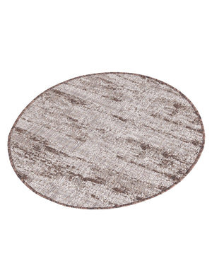 Brown 3' 1 x 3' 1 Outdoor Modern Round Area Rug Weather Resistant for Patio, Deck, Terrace, Balcony, Porch 100% Polypropylene Modern Outside Carpet for Sale at Rug Engine