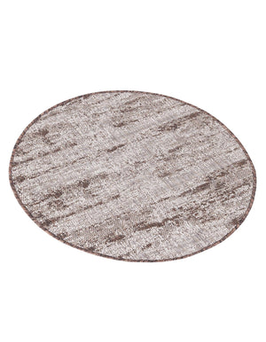 Brown 3' 1 x 3' 1 Outdoor Modern Round Area Rug Weather Resistant for Patio, Deck, Terrace, Balcony, Porch 100% Polypropylene Modern Outside Carpet for Sale at Rug Engine