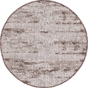 Brown 3' 1 x 3' 1 Outdoor Modern Round Area Rug Weather Resistant for Patio, Deck, Terrace, Balcony, Porch 100% Polypropylene Modern Outside Carpet for Sale at Rug Engine