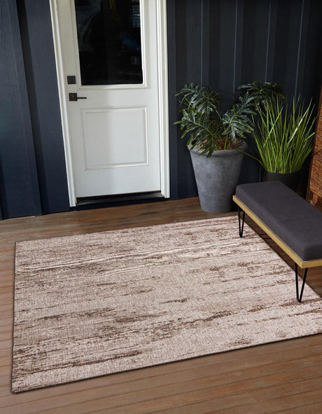 Brown 10' x 10' Outdoor Modern Square Rug