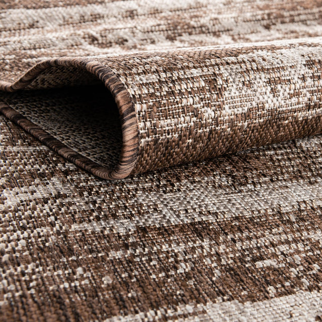 Brown 10' x 10' Outdoor Modern Square Rug