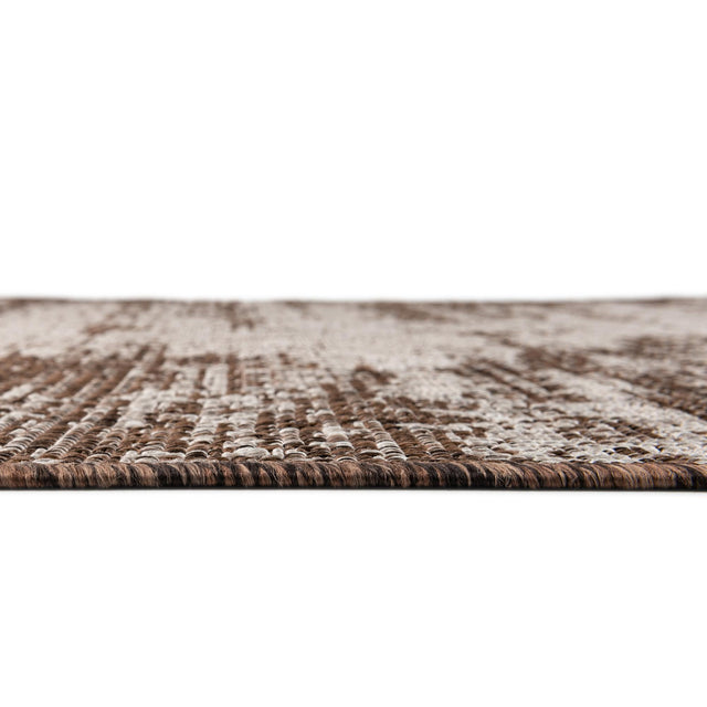 Brown 4' 1 x 4' 1 Outdoor Modern Round Area Rug Weather Resistant for Patio, Deck, Terrace, Balcony, Porch 100% Polypropylene Modern Outside Carpet for Sale at Rug Engine