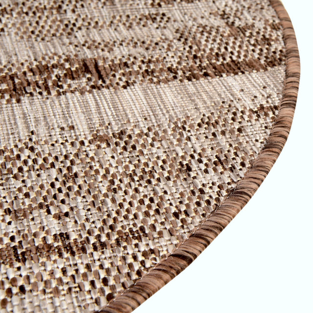 Brown 4' 1 x 4' 1 Outdoor Modern Round Area Rug Weather Resistant for Patio, Deck, Terrace, Balcony, Porch 100% Polypropylene Modern Outside Carpet for Sale at Rug Engine