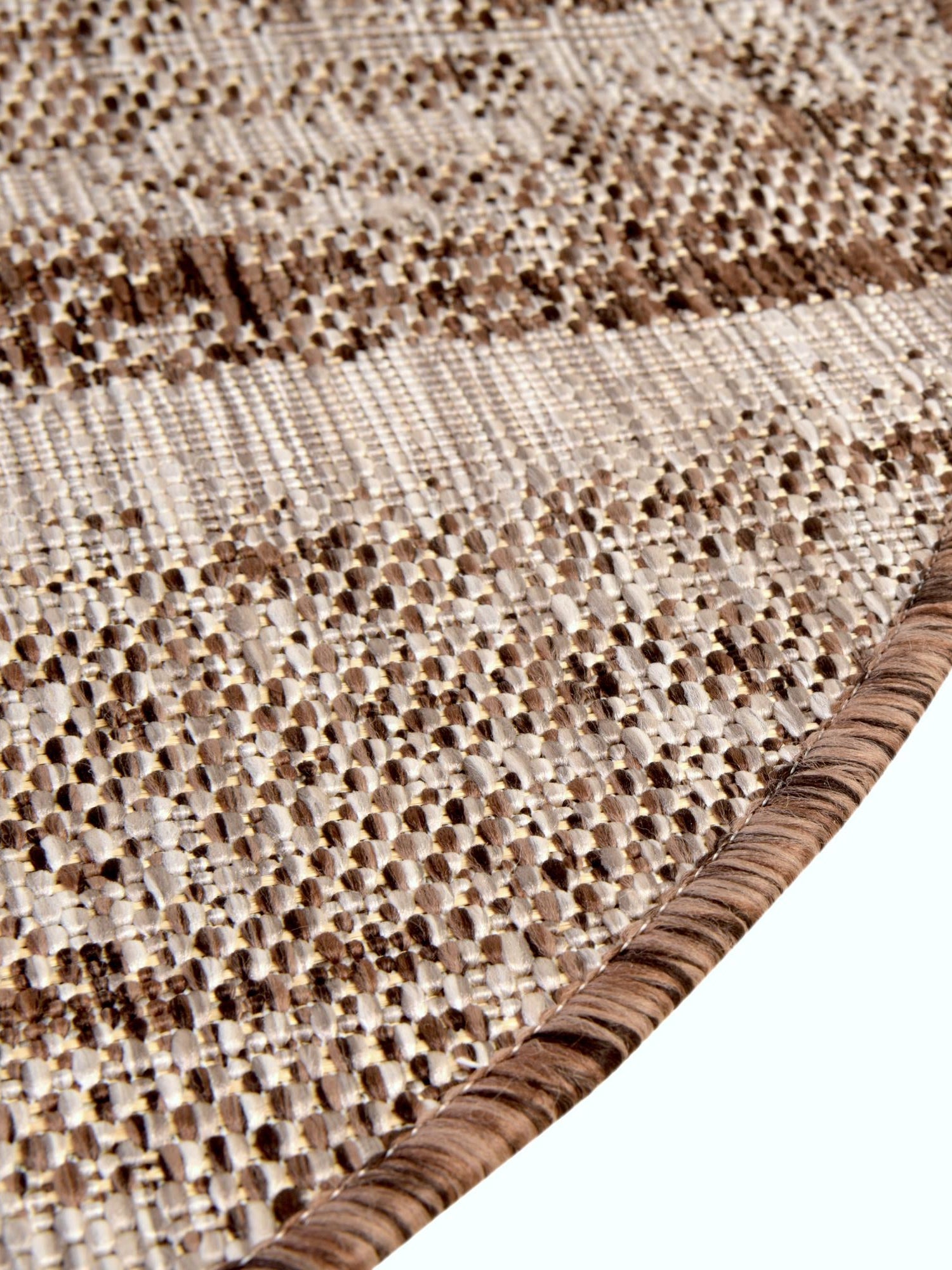 Brown 3' 1 x 3' 1 Outdoor Modern Round Area Rug Weather Resistant for Patio, Deck, Terrace, Balcony, Porch 100% Polypropylene Modern Outside Carpet for Sale at Rug Engine