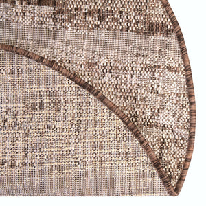 Brown 4' 1 x 4' 1 Outdoor Modern Round Area Rug Weather Resistant for Patio, Deck, Terrace, Balcony, Porch 100% Polypropylene Modern Outside Carpet for Sale at Rug Engine