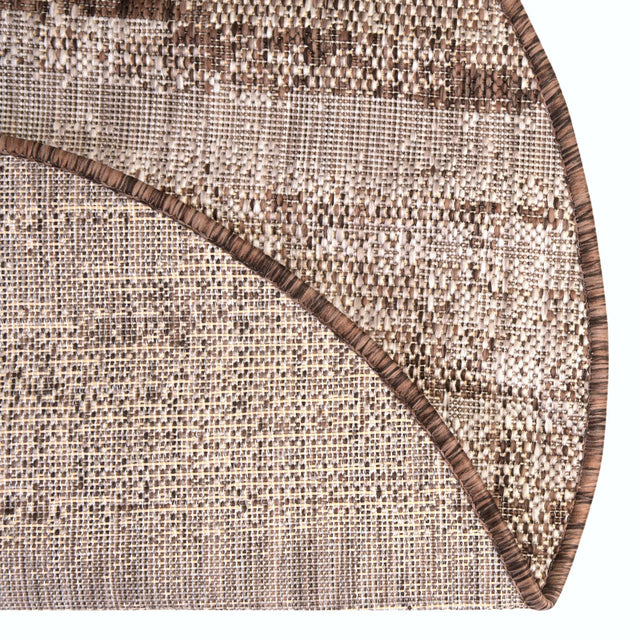 Brown 3' 1 x 3' 1 Outdoor Modern Round Area Rug Weather Resistant for Patio, Deck, Terrace, Balcony, Porch 100% Polypropylene Modern Outside Carpet for Sale at Rug Engine