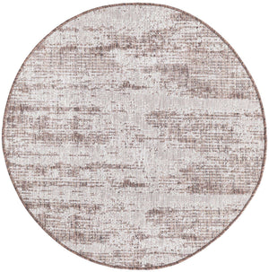 Brown 4' 1 x 4' 1 Outdoor Modern Round Area Rug Weather Resistant for Patio, Deck, Terrace, Balcony, Porch 100% Polypropylene Modern Outside Carpet for Sale at Rug Engine