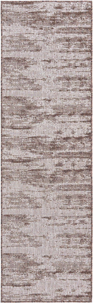 Brown 2' 7 x 10' Outdoor Modern Runner Area Rug Weather Resistant for Patio, Deck, Terrace, Balcony, Porch 100% Polypropylene Modern Outside Carpet for Sale at Rug Engine