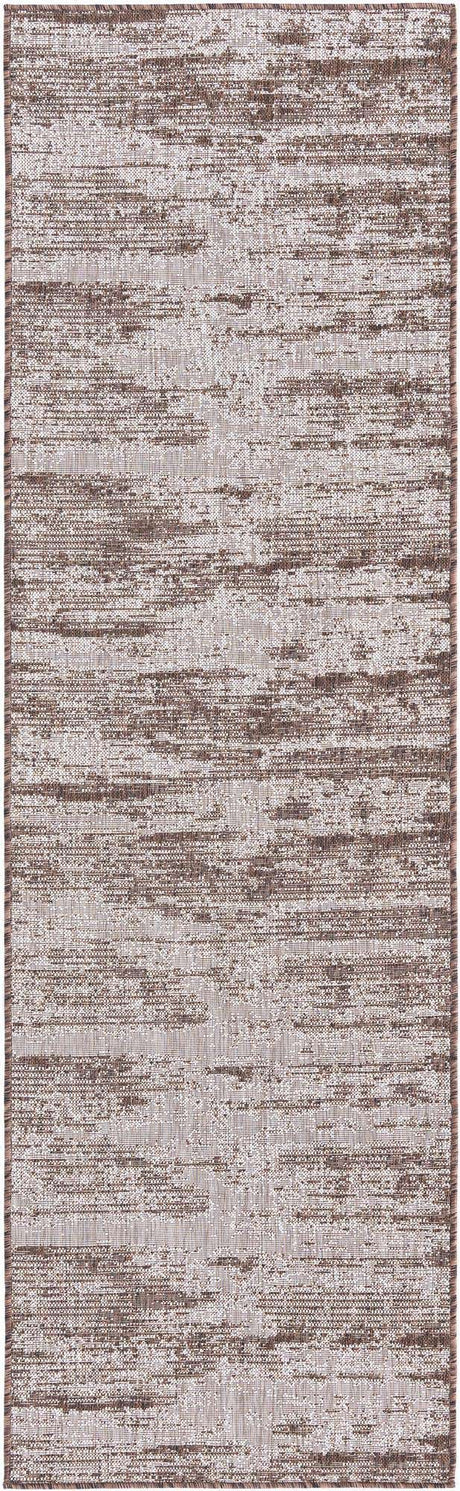 Brown 2' 7 x 10' Outdoor Modern Runner Area Rug Weather Resistant for Patio, Deck, Terrace, Balcony, Porch 100% Polypropylene Modern Outside Carpet for Sale at Rug Engine