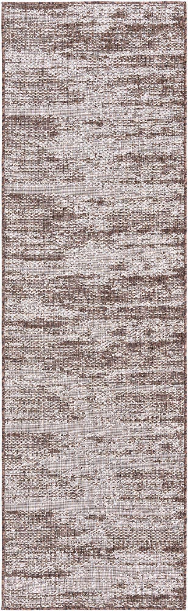 Brown 2' 7 x 10' Outdoor Modern Runner Area Rug Weather Resistant for Patio, Deck, Terrace, Balcony, Porch 100% Polypropylene Modern Outside Carpet for Sale at Rug Engine