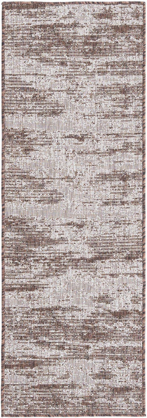 Brown 2' x 6' 1 Outdoor Modern Runner Area Rug Weather Resistant for Patio, Deck, Terrace, Balcony, Porch 100% Polypropylene Modern Outside Carpet for Sale at Rug Engine