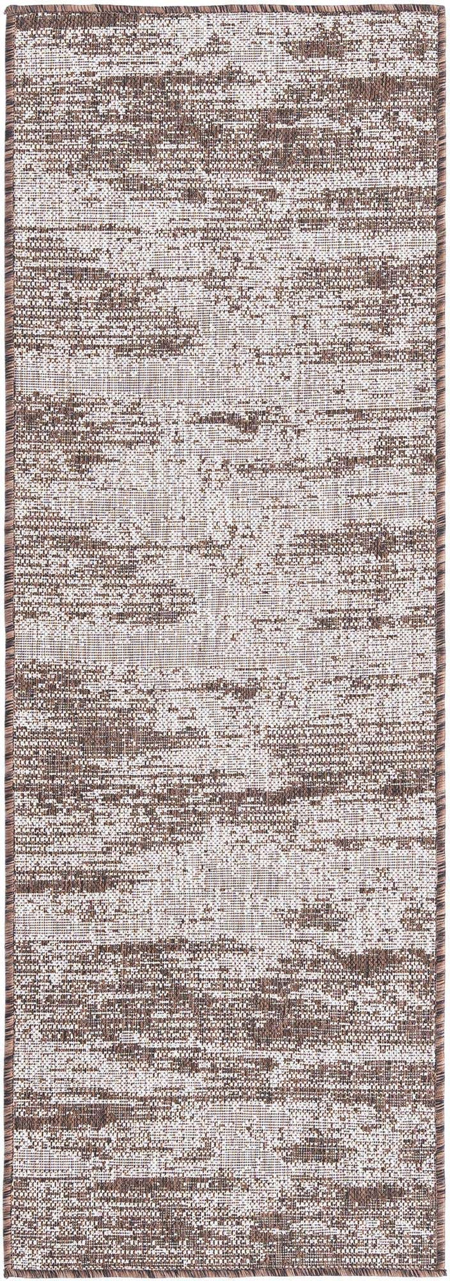 Brown 2' x 6' 1 Outdoor Modern Runner Area Rug Weather Resistant for Patio, Deck, Terrace, Balcony, Porch 100% Polypropylene Modern Outside Carpet for Sale at Rug Engine