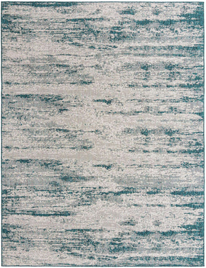 Teal 9' x 12' Outdoor Modern Rectangle Rug