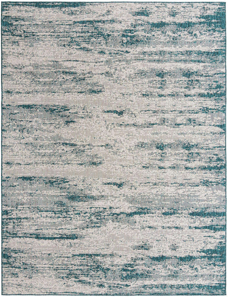 Teal 9' x 12' Outdoor Modern Rectangle Rug
