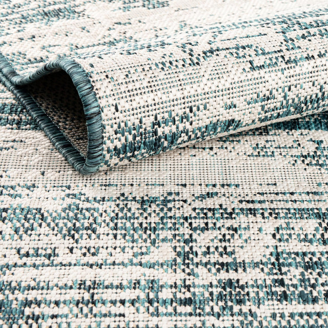 Teal 7' 10 x 11' Outdoor Modern Rectangle Area Rug Weather Resistant for Patio, Deck, Terrace, Balcony, Porch 100% Polypropylene Modern Outside Carpet for Sale at Rug Engine