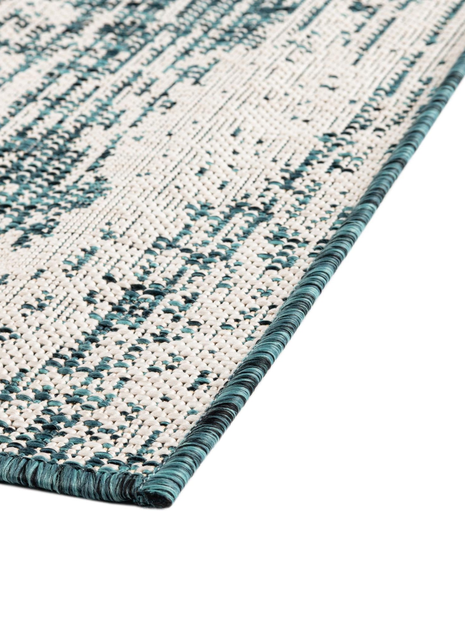 Teal 7' 10 x 11' Outdoor Modern Rectangle Area Rug Weather Resistant for Patio, Deck, Terrace, Balcony, Porch 100% Polypropylene Modern Outside Carpet for Sale at Rug Engine
