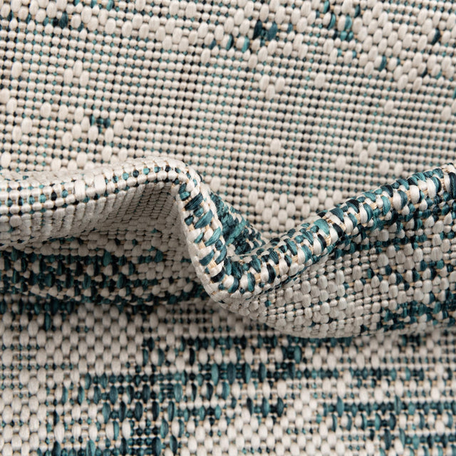 Teal 2' x 3' 1 Outdoor Modern Rectangle Area Rug Weather Resistant for Patio, Deck, Terrace, Balcony, Porch 100% Polypropylene Modern Outside Carpet for Sale at Rug Engine