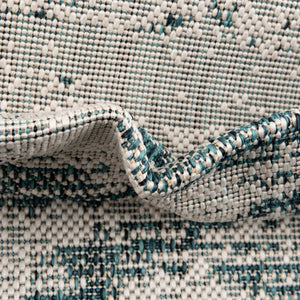 Teal 3' 1 x 5' 3 Outdoor Modern Rectangle Area Rug Weather Resistant for Patio, Deck, Terrace, Balcony, Porch 100% Polypropylene Modern Outside Carpet for Sale at Rug Engine
